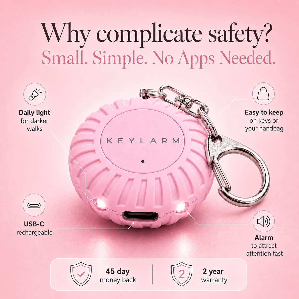KEYLARM Personal Safety Alarm and Light